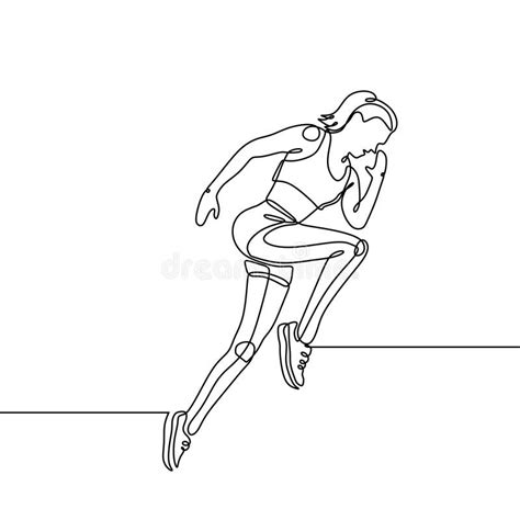 Woman Doing Aerobic Exercise One Continuous Line Drawing Minimalism Vector Illustration