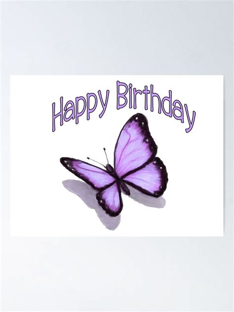 Happy Birthday Purple Butterfly Illustration Insect Wildlife