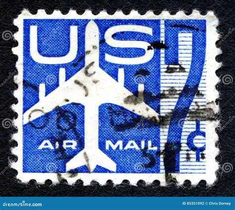 Us Air Mail Postage Stamp Editorial Photo 85342055