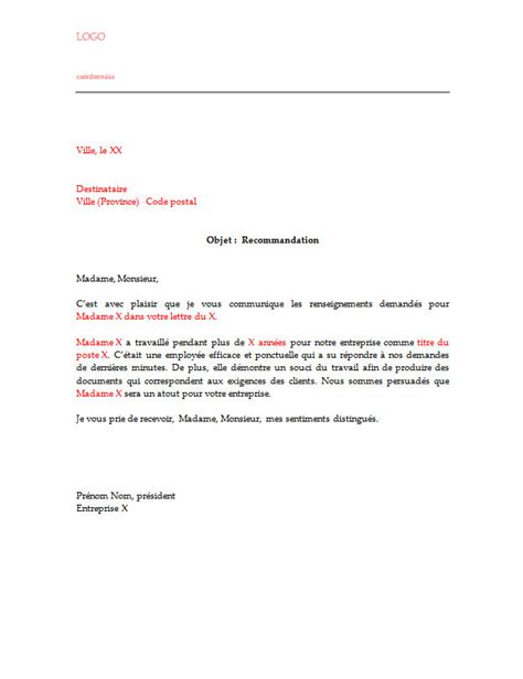 Lettre De Recommandation Employeur Pour Logement Financial Report