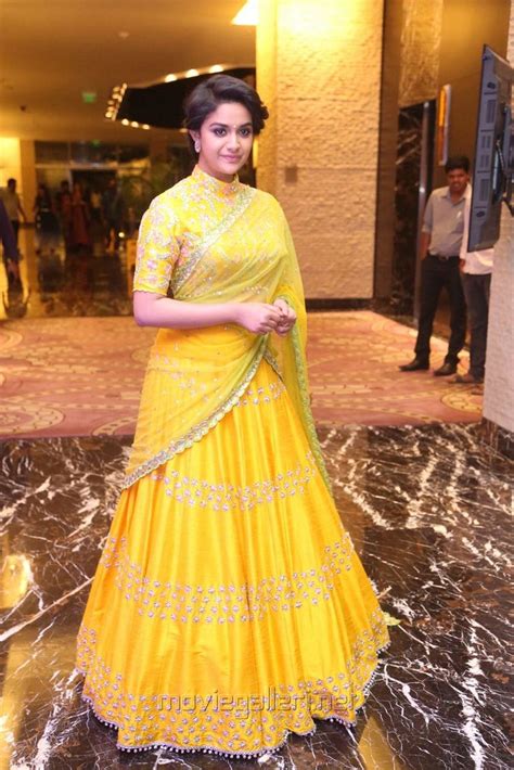 Actress Keerthy Suresh Yellow Saree Photos