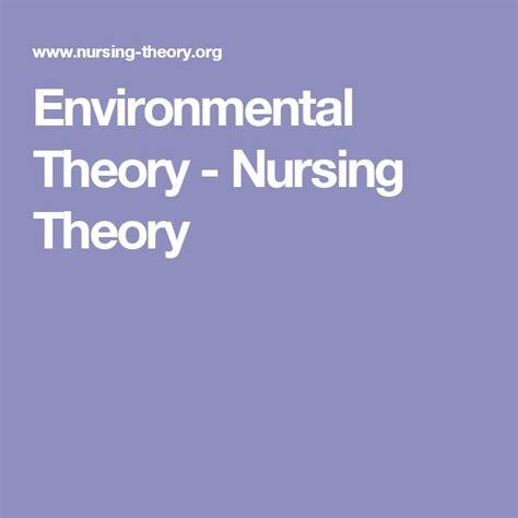 Environmental Theory Nursing Theory Environmental Print Nursing