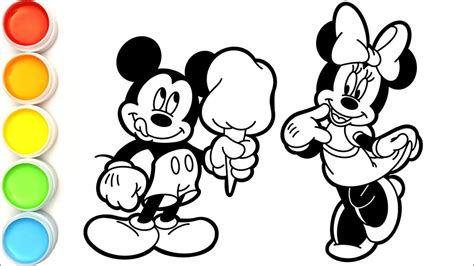 Kartun Mickey Mouse Dan Minnie Mouse Menggambar Dan Mewarnai Untuk