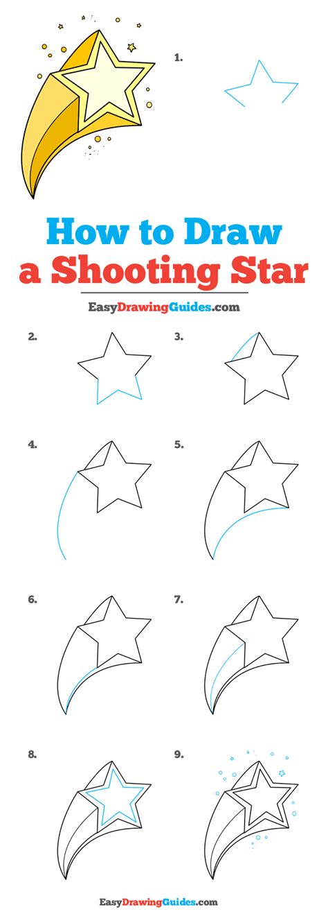 How To Draw A Shooting Star Learn To Draw A Shooting Star In 6 Steps