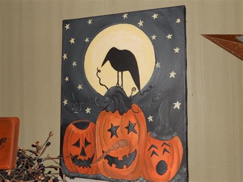 Crow And Jack O Lantern Painting By Me Halloween Crafts Lantern