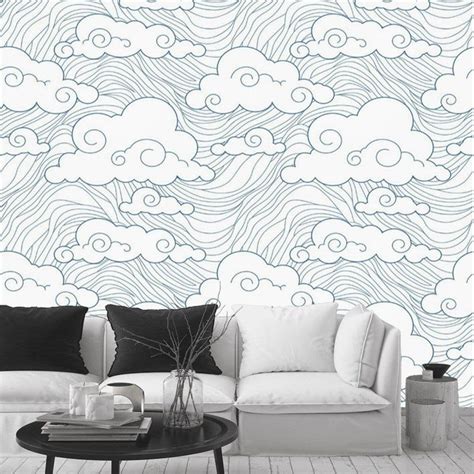 Wallpaper Clouds Peel and Stick Abstract Removable Wallpaper | Etsy in