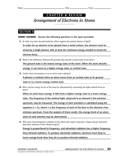 Dalton's atomic theory in suggested that an atom was indivisible. Electrons In Atoms Worksheet Answers Chapter 5 - Breadandhearth