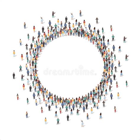 Large Group Of People Forming Pie Chart Flat Vector Illustration
