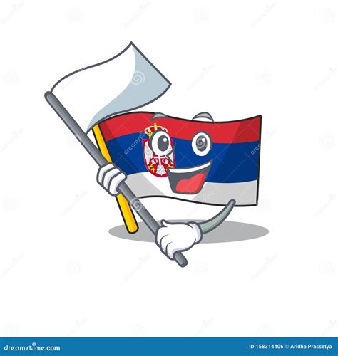 With Flag Serbian Flags Stored In Cartoon Drawer Stock Vector