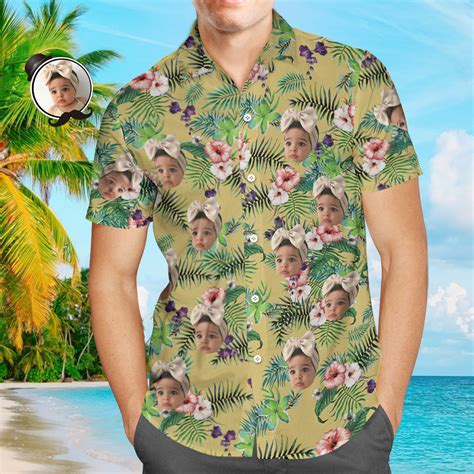 Custom Hawaiian Shirt With Dog Face Custom Tropical Shirt Personalized