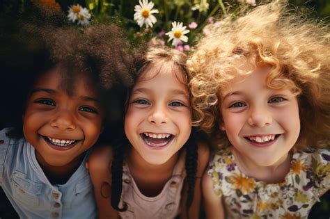 Premium Ai Image Group Of Diverse Cheerful Fun Happy Multiethnic Children