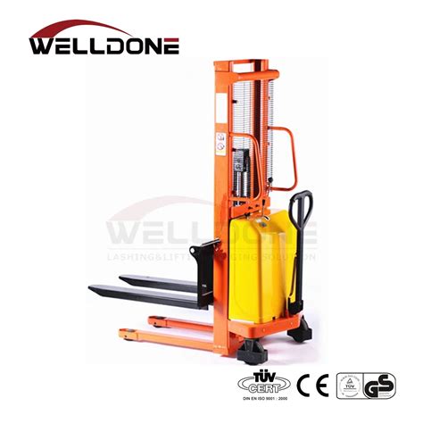 Kad 1000kg Hand Forklift Manual U Steel Hydraulic Stacker Price China