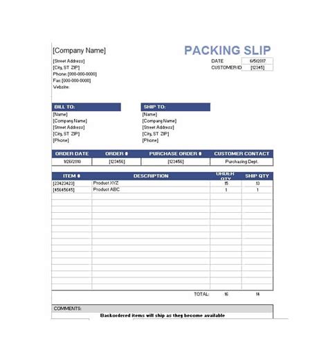 Packing Slip Templates 9 Word Excel And Pdf Formats Samples