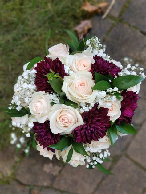 21 Burgundy Dahlia Wedding Bouquet