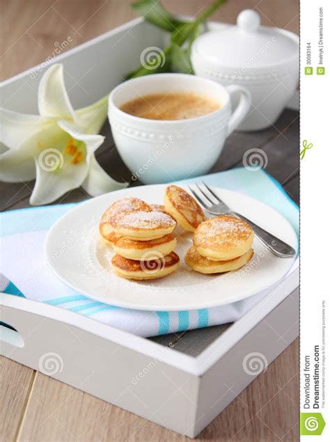 Dutch Mini Pancakes Called Poffertjes Stock Photo Image Of Fluffy