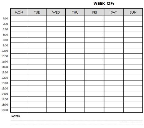 Elegant Weekly Schedule Excel Template Printable Weekly Etsy Gambaran