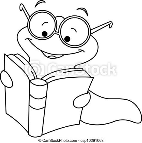 Clip Art Vector Of Outlined Book Worm Csp10291063 Search