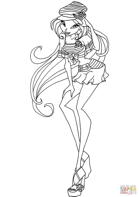 Free printable winx club coloring pages. Winx Club Flora coloring page | Free Printable Coloring Pages