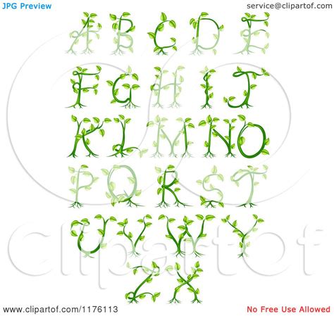 Clipart Of Green Vine Alphabet Letters A Through Z Royalty Free