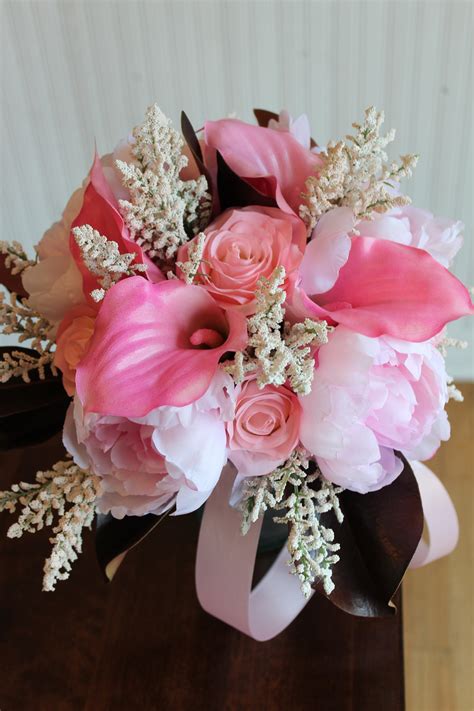 blush pink bridal bouquet recreation in silk flowers — silk wedding flowers and bouquets online