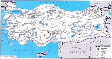 Türkiye Dağlar Akarsular Göller ve Barajlar Haritası Büyük Haritalar