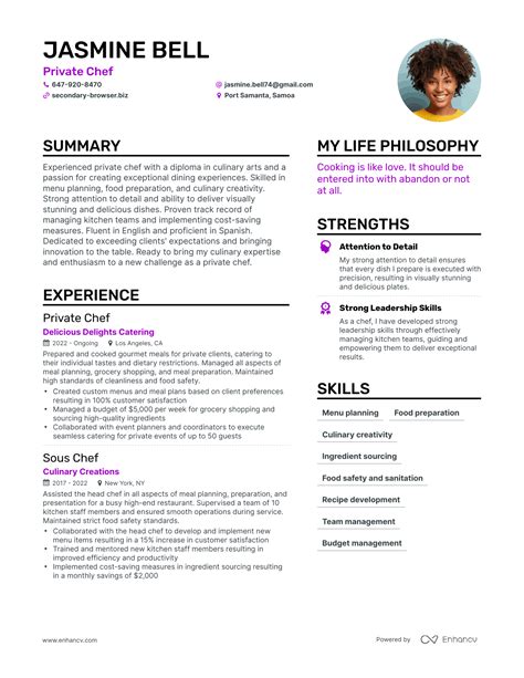 3 Private Chef Resume Examples And How To Guide For 2023
