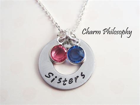 Sister Necklace 2 Birthstone Charms Sister Jewelry Etsy Canada