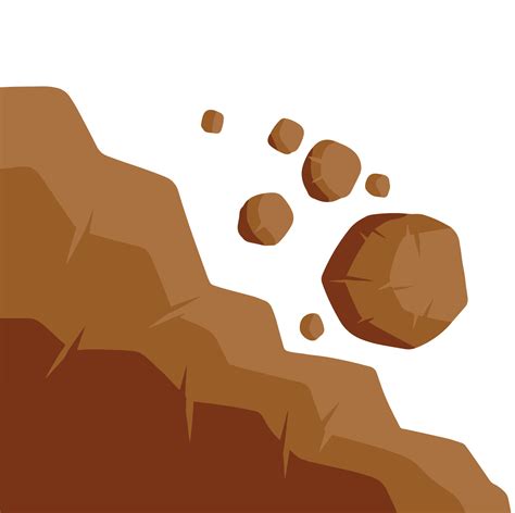 Rock Rolls Off Cliff Falling Boulder Rockfall And Landslide Brown