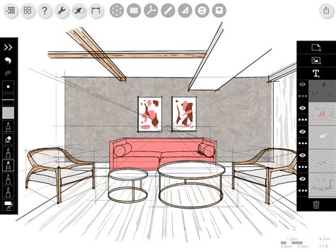Draw 1 Point Interior Perspective On Ipad For Beginner 7 Easy Steps