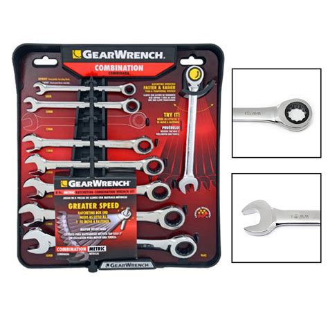 Gearwrench 9645 Metric Ratcheting Combination Wrench Set 8 Pcs 8mm