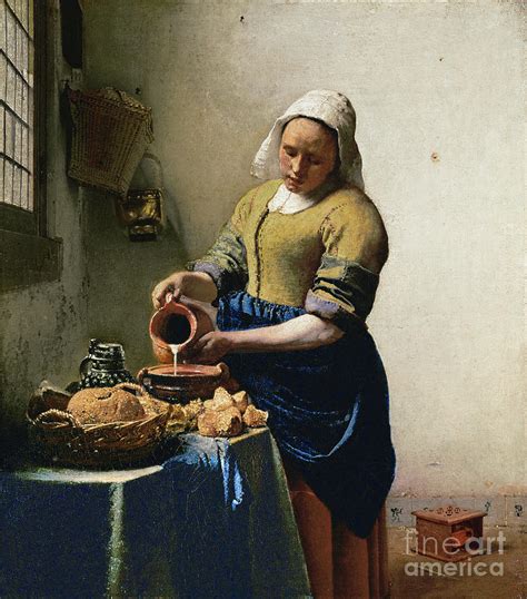 Maid With Milk Jug Painting By Jan Vermeer