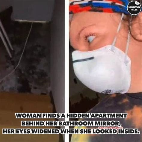 woman finds a hidden apartment behind her bathroom mirror her eyes widened when she looked