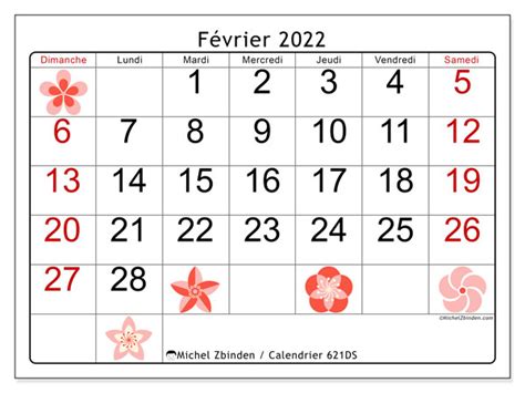 Calendrier Février 2022 à Imprimer “443ds” Michel Zbinden Be
