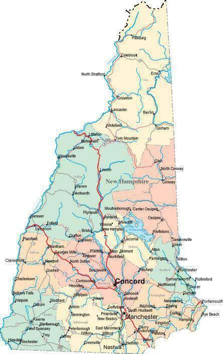 State Map Of New Hampshire Draw A Topographic Map