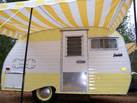 Vintage Camper Awning By Sew Country Awnings Yellowwhite Vintage