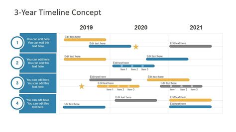 3 Year Timeline Concept For Powerpoint Slidemodel Gantt Chart