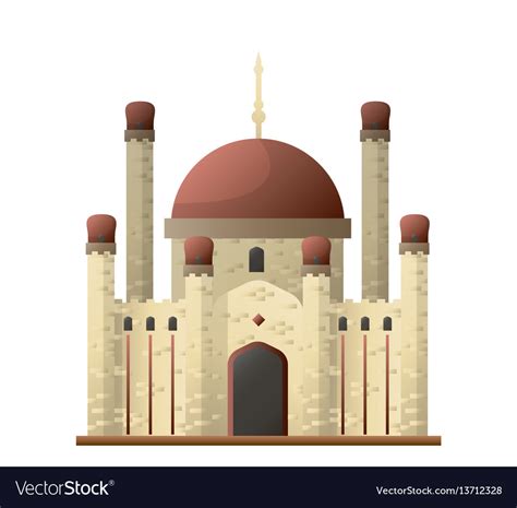 Islamic Mosque Ancient Castle With Round Roofs Vector Image
