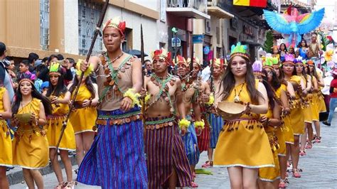 Folk Dancers Represent Culture Of Shuar Ecuador Cuenca Ecuador April Sponsored