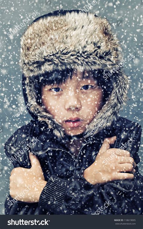 Cute Asian Boy Freezing Cold During Stock Photo 118619005 Shutterstock