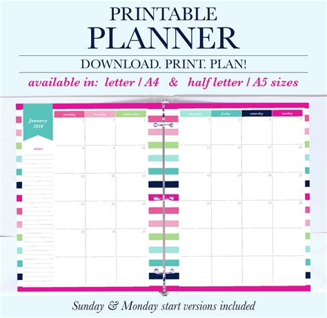 Weekly Planner 2018 Free Printables Minimalplan