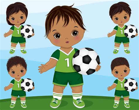 Soccer Baby Boy Clipart Vector Football Clipart Cute Black Etsy