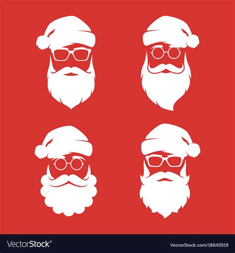 Collection Of Four Hipster Style Santa Claus Vector Image