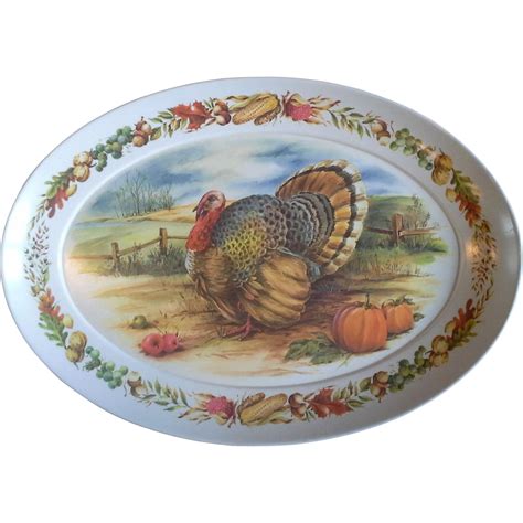 Brookpark Melmac Colorful Turkey Platter Large Oval 15 X 21 In Turkey