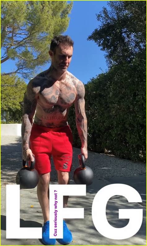 Adam Levine Shows Off His Fit Body During A Shirtless Workout Photo