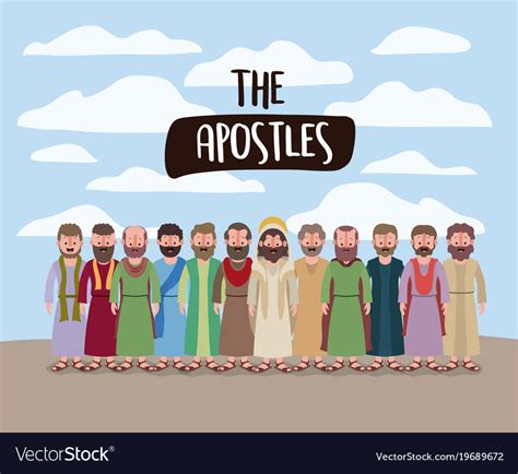 Jesus Christ Disciples And Apostles Cartoon Vector Clipart