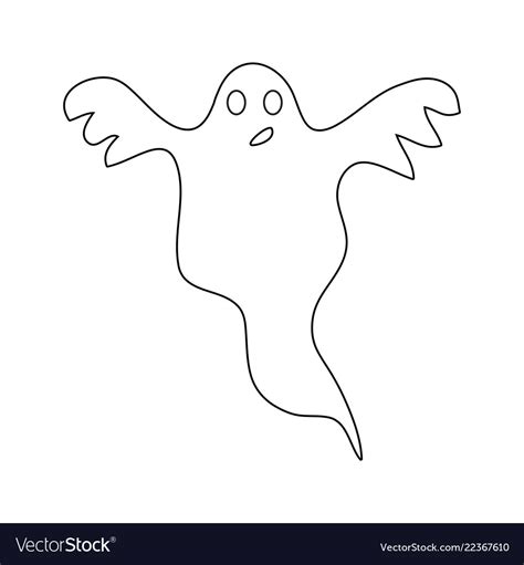 Halloween Ghost Outline Icon Symbol Design Vector Image