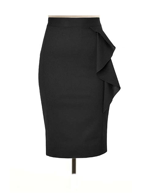 Plus Size Black Pencil Skirt With Side Flared Custom Fit Handmade