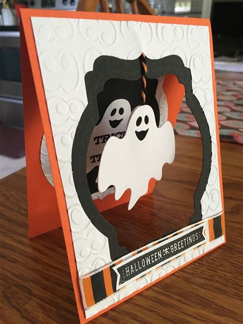 Halloween Card With Hanging Ghost Halloween Cards Handmade Halloween