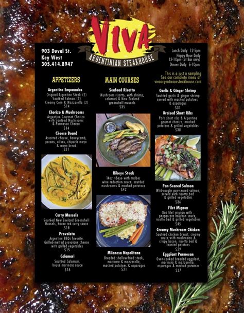 Viva Argentinian Steakhouse, Key West – Best Key West Restaurant Menus