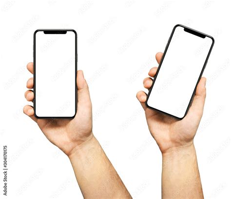 Man Hand Holding Iphone 11 The Black Apple Iphone 11 Pro With Blank